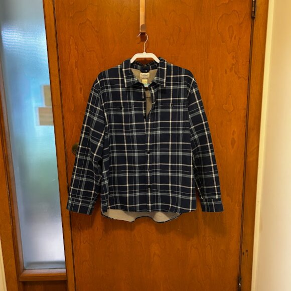 🍁 LL Bean Fleece-Lined Flannel Shacket – Size L 🍁 - Picture 1 of 10